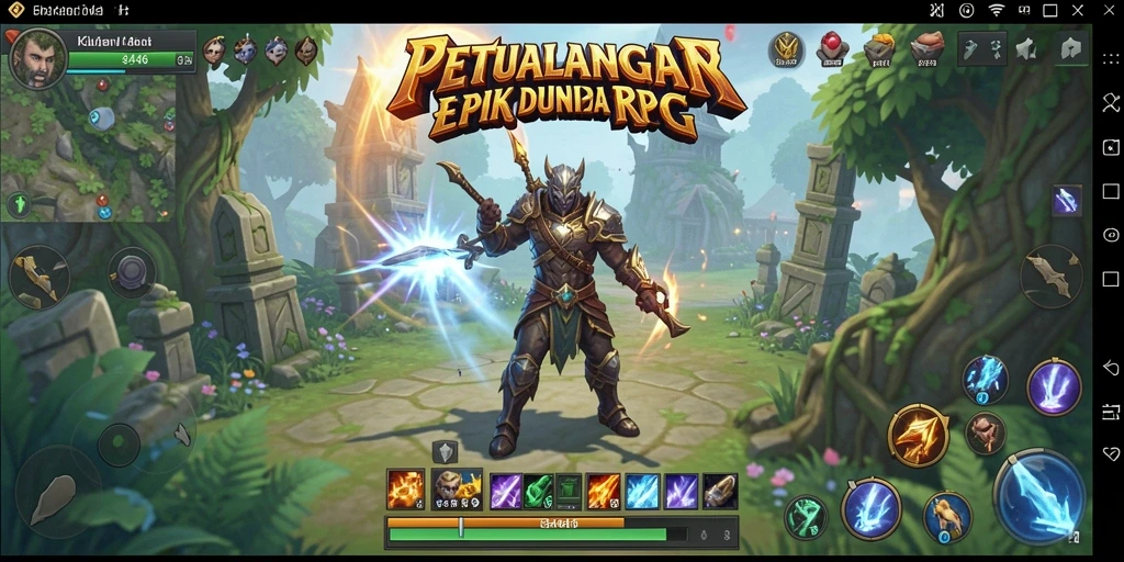 Tampilan gameplay RPG yang mendebarkan dan penuh warna.