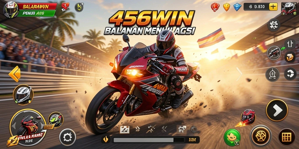 Tampilan gameplay balapan motor yang seru dan menegangkan.