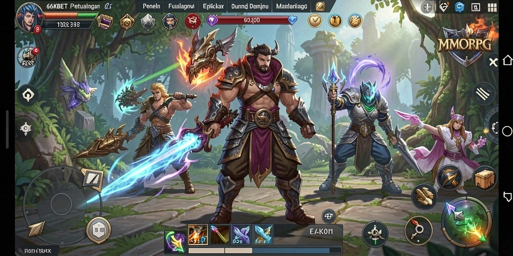 Screenshot gameplay 66KBET yang menunjukkan pertarungan epik.