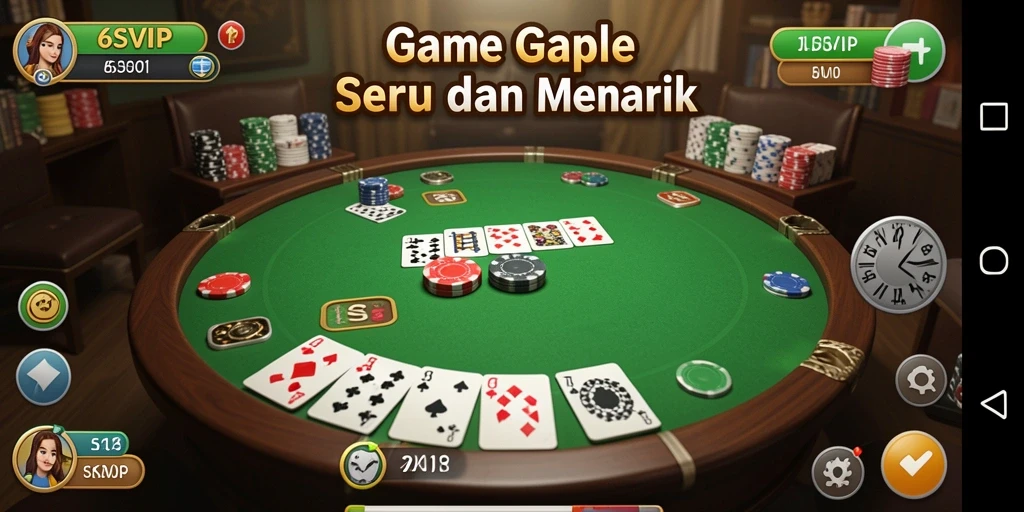 Screenshot gameplay 6SVIP, menampilkan suasana permainan Gaple yang seru.