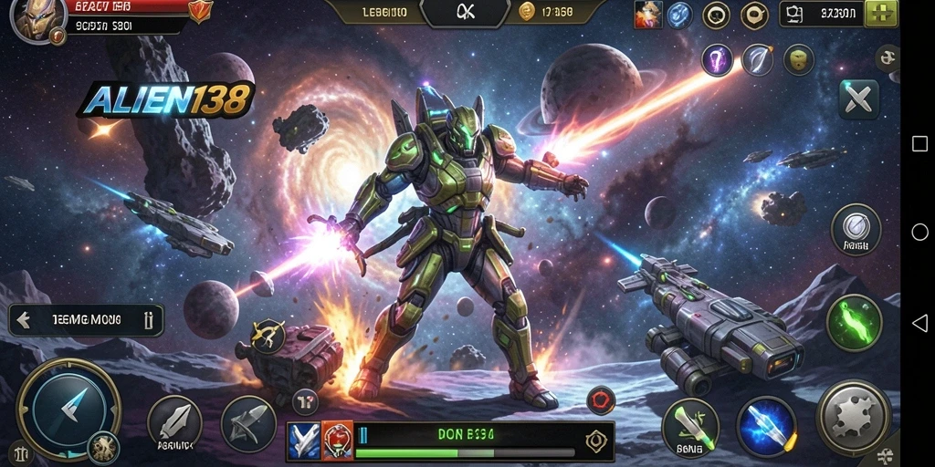 Screenshot gameplay ALIEN138 dengan aksi seru di luar angkasa.