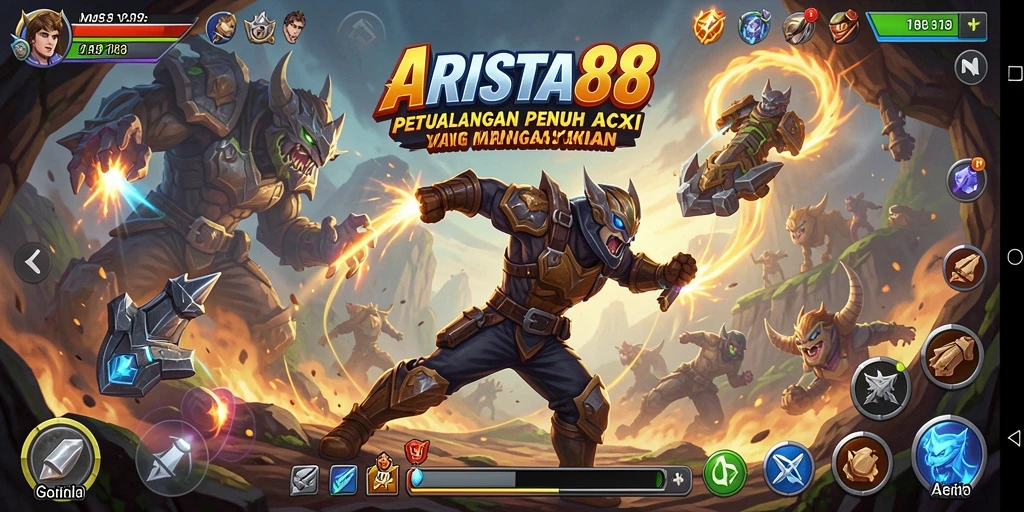 Tampilan seru dari gameplay action ARISTA88 yang mengesankan.