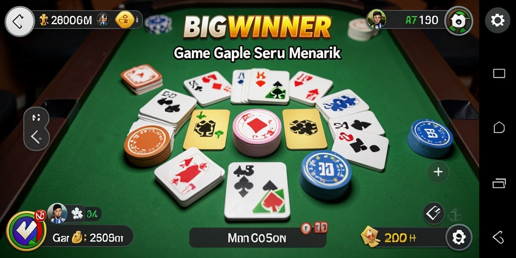 Tampilan gameplay Gaple yang seru dan interaktif di BIGWINNER.