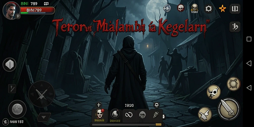 Screenshot gameplay <strong>BNI789</strong> menampilkan momen seram di kegelapan.