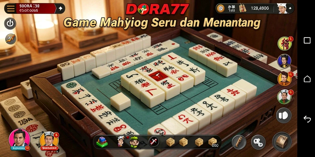 Screenshot gameplay DORA77 menampilkan suasana seru permainan Mahjong.