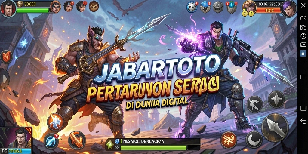Screenshot pertarungan epik dalam JABARTOTO dengan karakter yang beraksi.