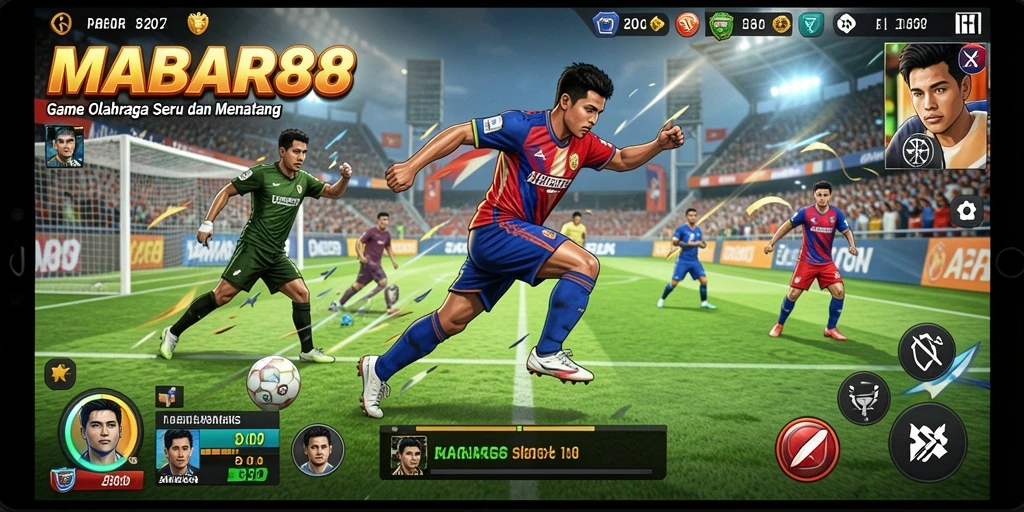 Tampilan menarik dari gameplay MABAR88 dengan serunya pertandingan olahraga.