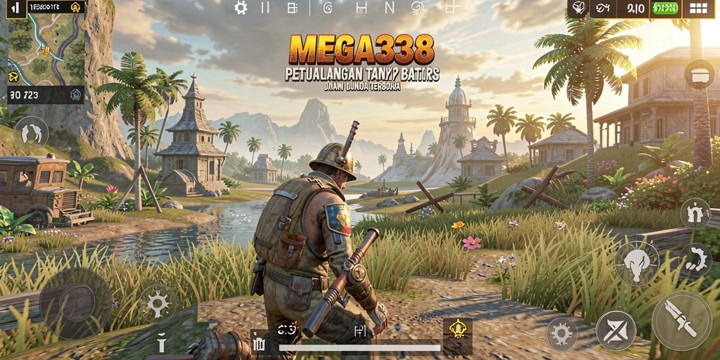 Tangkapan layar gameplay MEGA338 dalam dunia Open World yang luas.