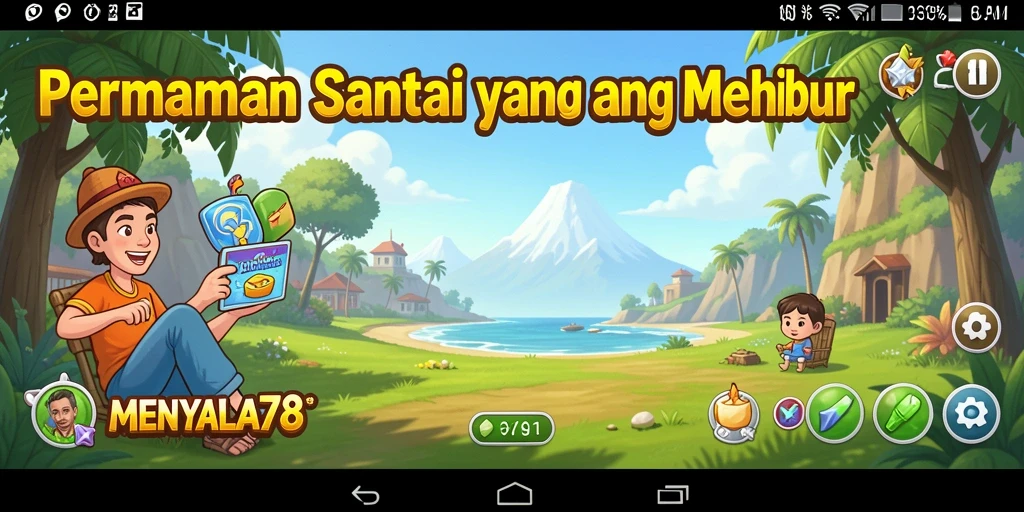 Tampilan gameplay MENYALA78 yang ceria dan menghibur.