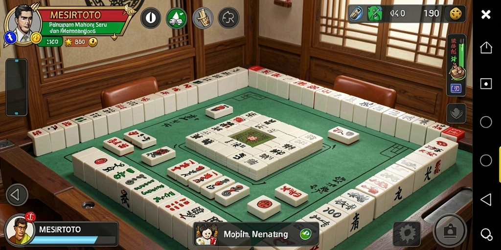 Screenshot MESIRTOTO yang menunjukkan aksi permainan Mahjong yang mendebarkan.