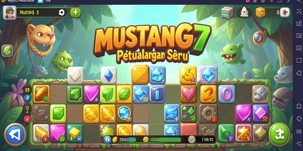 Screenshot MUSTANG77 menampilkan keseruan gameplay Match-3 yang memikat.