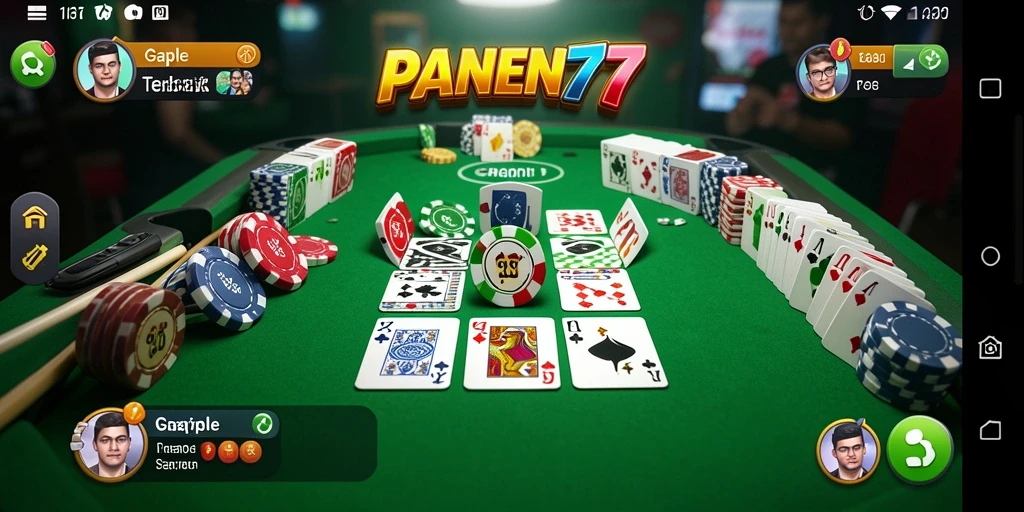 Tampilan menarik dari gameplay PANEN77 di tengah permainan Gaple.