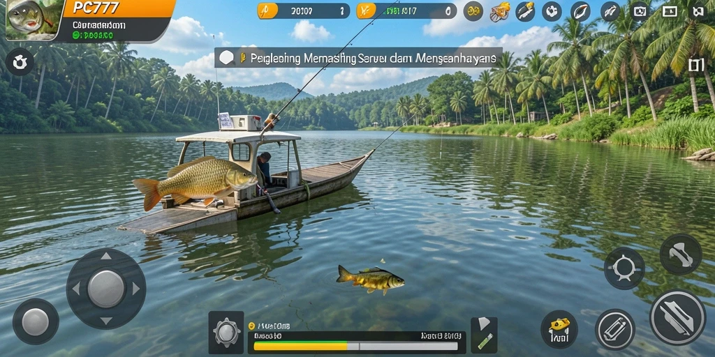 Screenshot gameplay PC777 menampilkan suasana memancing yang menawan dan mengasyikkan.