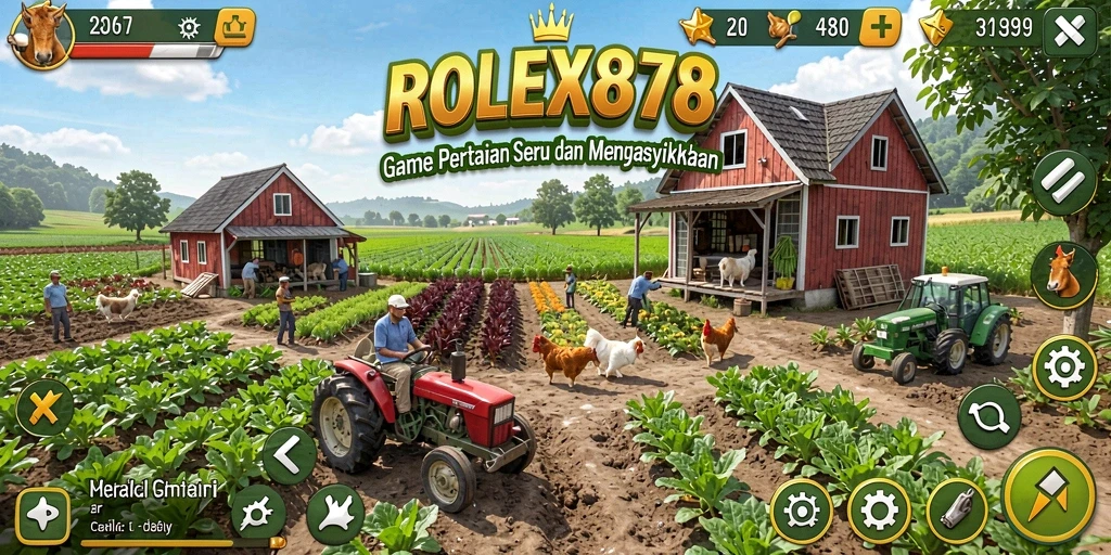 Screenshot gameplay ROLEX878 menampilkan aktivitas bertani yang seru dan mengasyikkan.