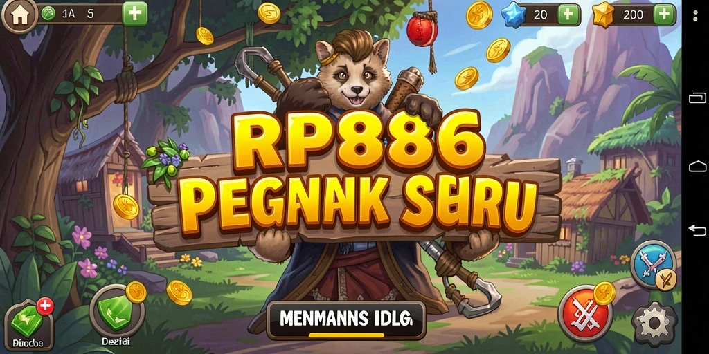 Screenshot RP886 menampilkan karakter dalam aksi mengumpulkan sumber daya.